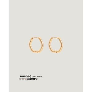 Gold Huggie Earrings Geometric Shaped 18K Gold PVD Stainless Steel